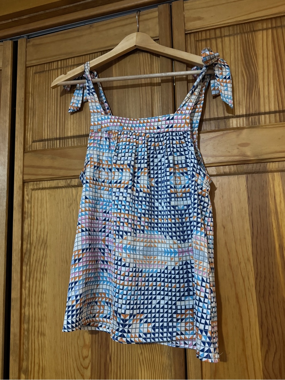 THML Multi-Color Tie-Shoulder Geometric Camisole